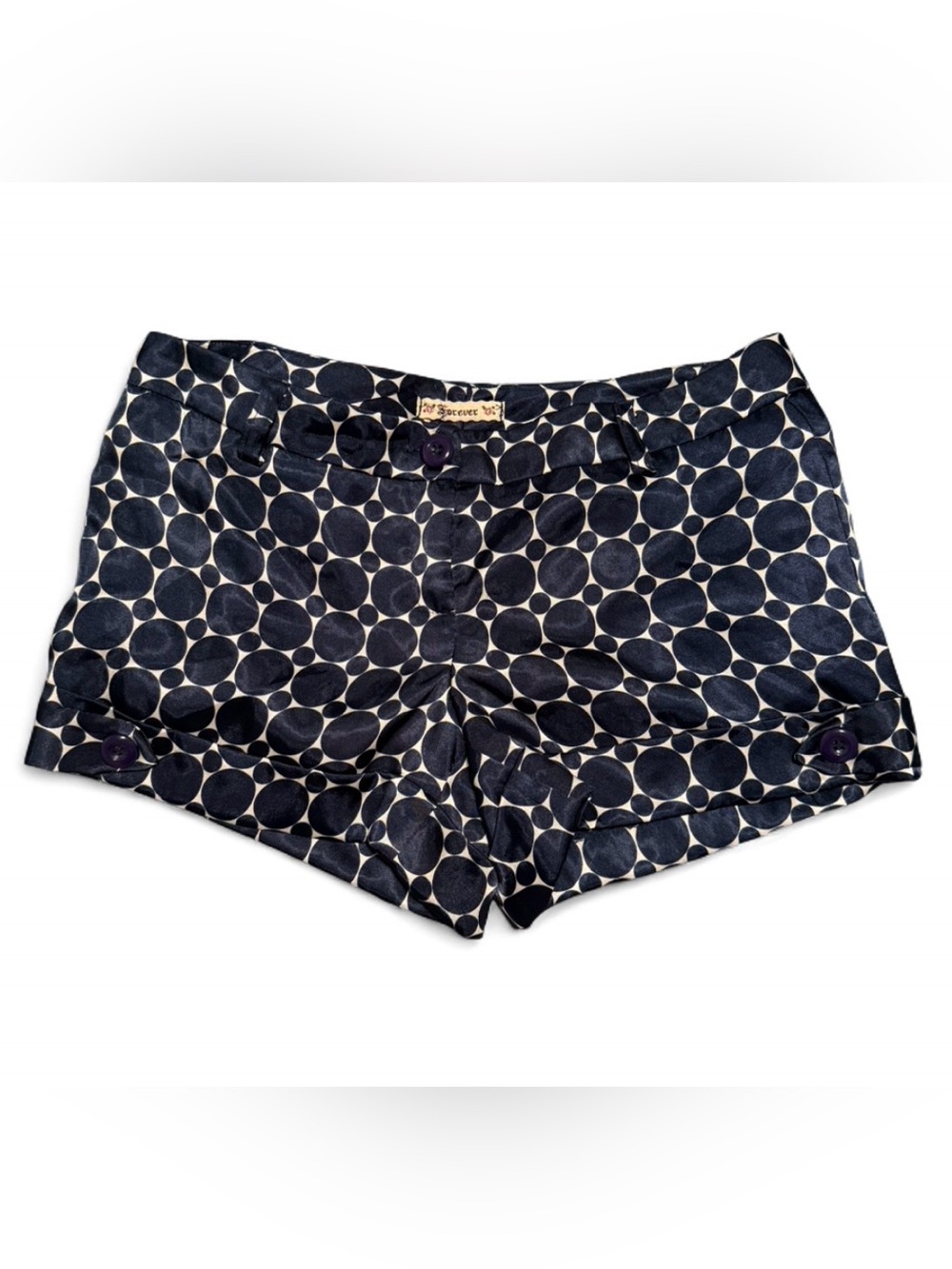 Y2K Forever 21 Satin Low Waist Mini Polka Dot Geometric Shorts Indie Sleaze S